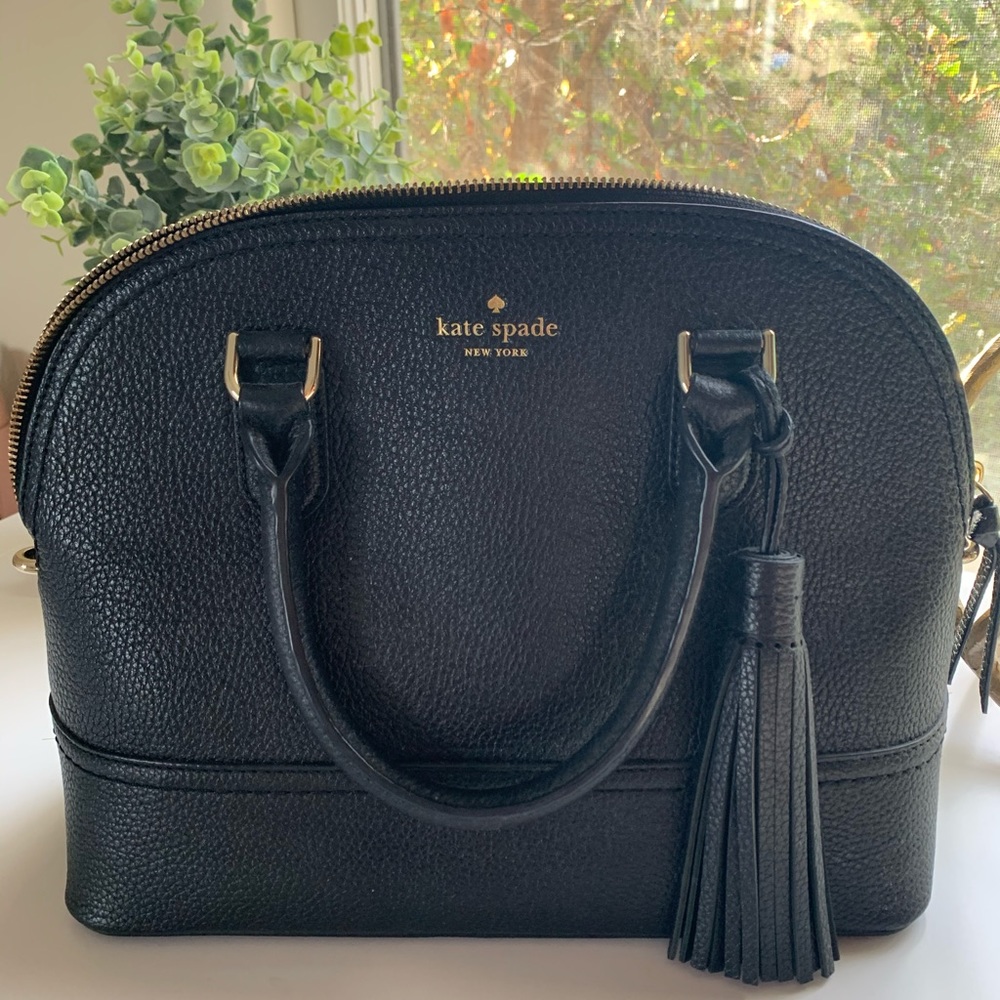 Kate Spade Carli Satchel Black Pebbled Leather Grove Street / McCall Style